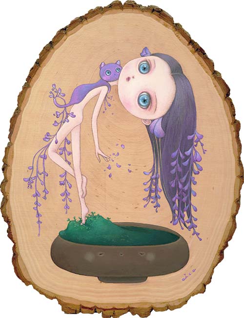 Wisteria Bonsai Girl Painting by aica, Art Artist aica